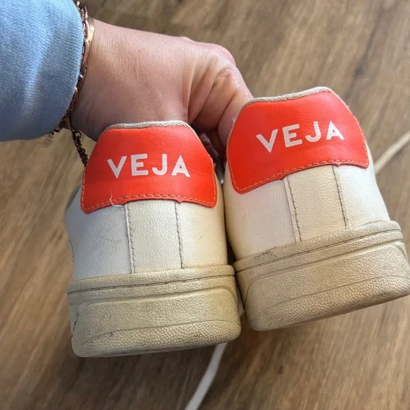 Veja Women's White Sneakers with Pink and Orange Accents - Picture 5 of 9